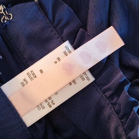 Navy Blue Ruffled Cut Out Blouse with Mandarin Collar size M - Picture 6 of 8